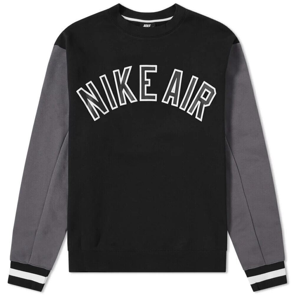 NIKE AIR CREW SWEATSHIRT SZ M BLACK/GRAY/WHITE ATHLETIC AESTHETIC CORE COZY